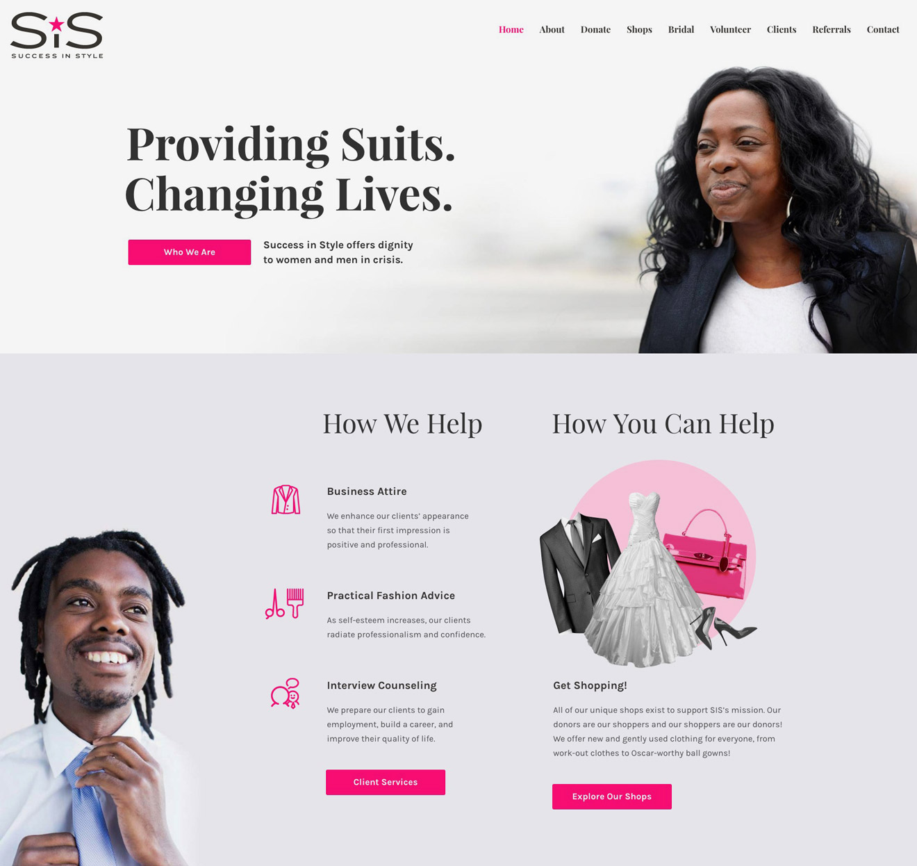 Success in Style website landing page design